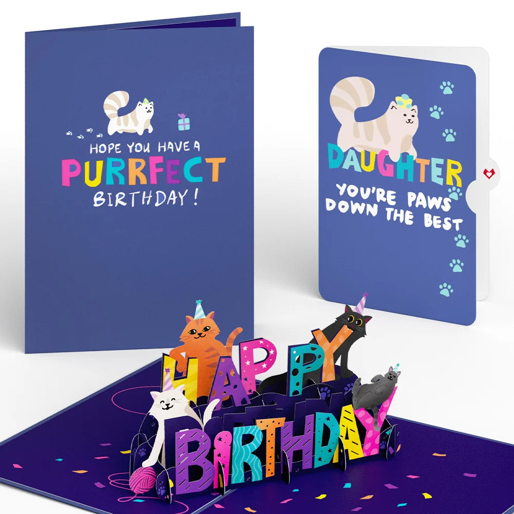 Lovepop Happy Birthday Cats Pop-Up Card and Sentiment Set for Daughter