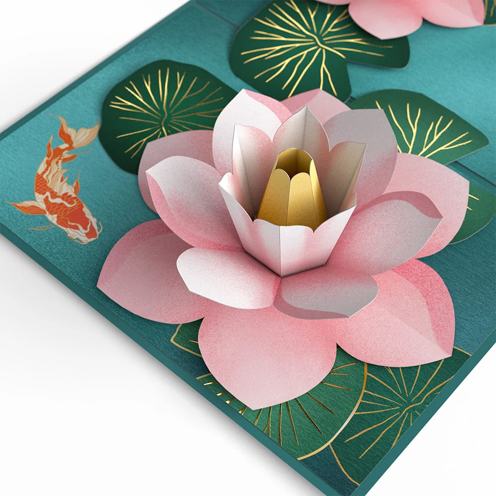 Lovepop Koi Fish and Lotus Pond Birthday Pop-Up Card and Scorpio Zodiac Sentiment Set