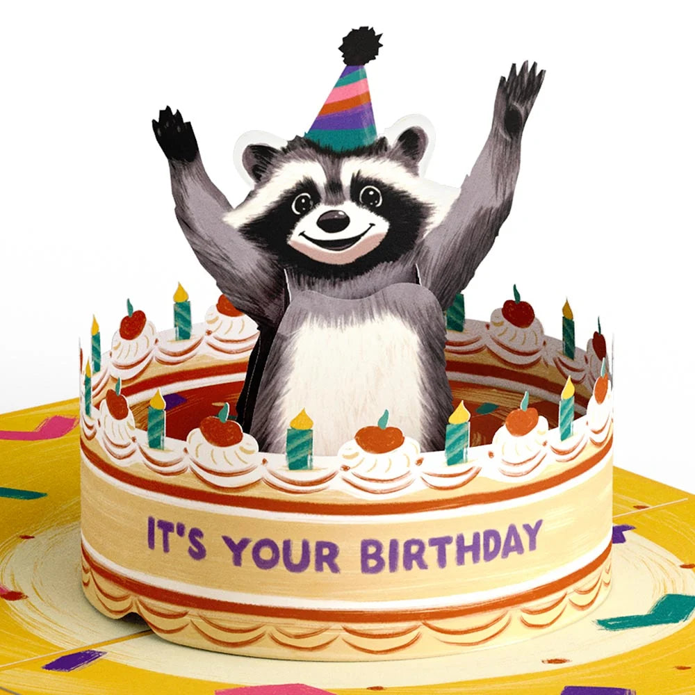 Lovepop Go Feral Raccoon 75th Birthday Pop-Up Card and Sentiment Set Candle