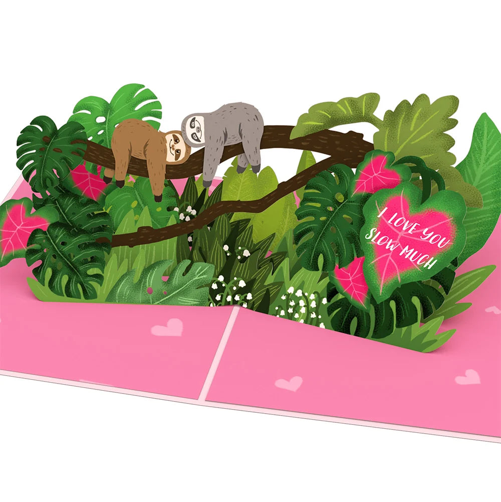 Lovepop I Love You Sloths Pop-Up Card and Full of Hearts Valentine Sentiment Set for Daughter Cream