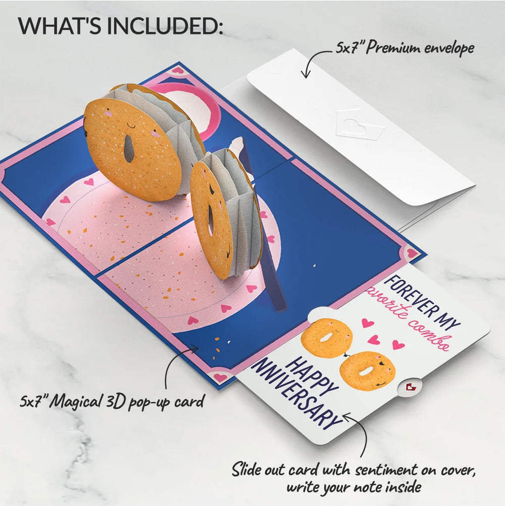 Lovepop You Are My Everything Bagel Anniversary Pop-Up Card and Sentiment Set for Partner Plate