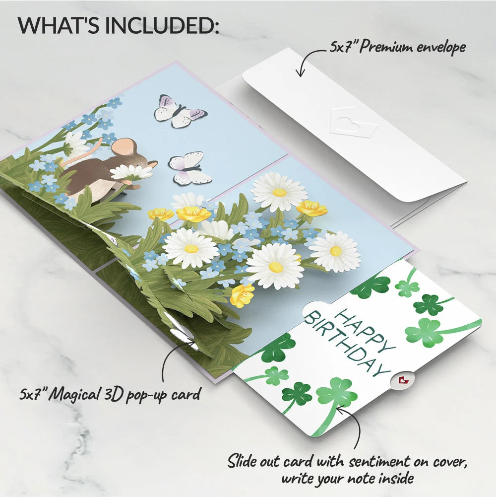 Lovepop Field Mouse in the Flowers Birthday Pop-Up Card and Sentiment Set