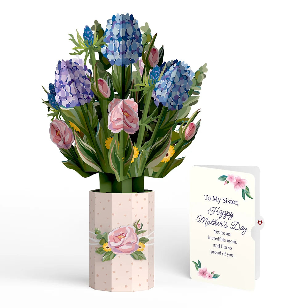Lovepop Hydrangea Mother’s Day Bouquet and Sentiment Set for Sister Vase