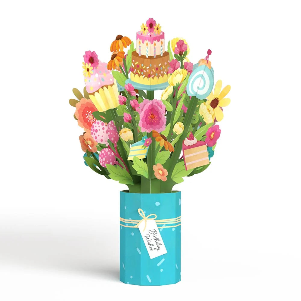 Lovepop ‘Eat Cake and Celebrate’ Birthday Plushpop Card and Bouquet Bundle