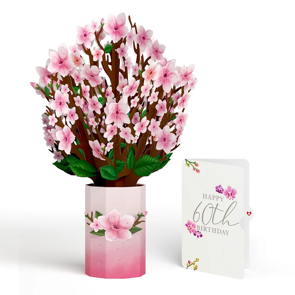 Lovepop Cherry Blossom 60th Birthday Bouquet and Sentiment Set Vase