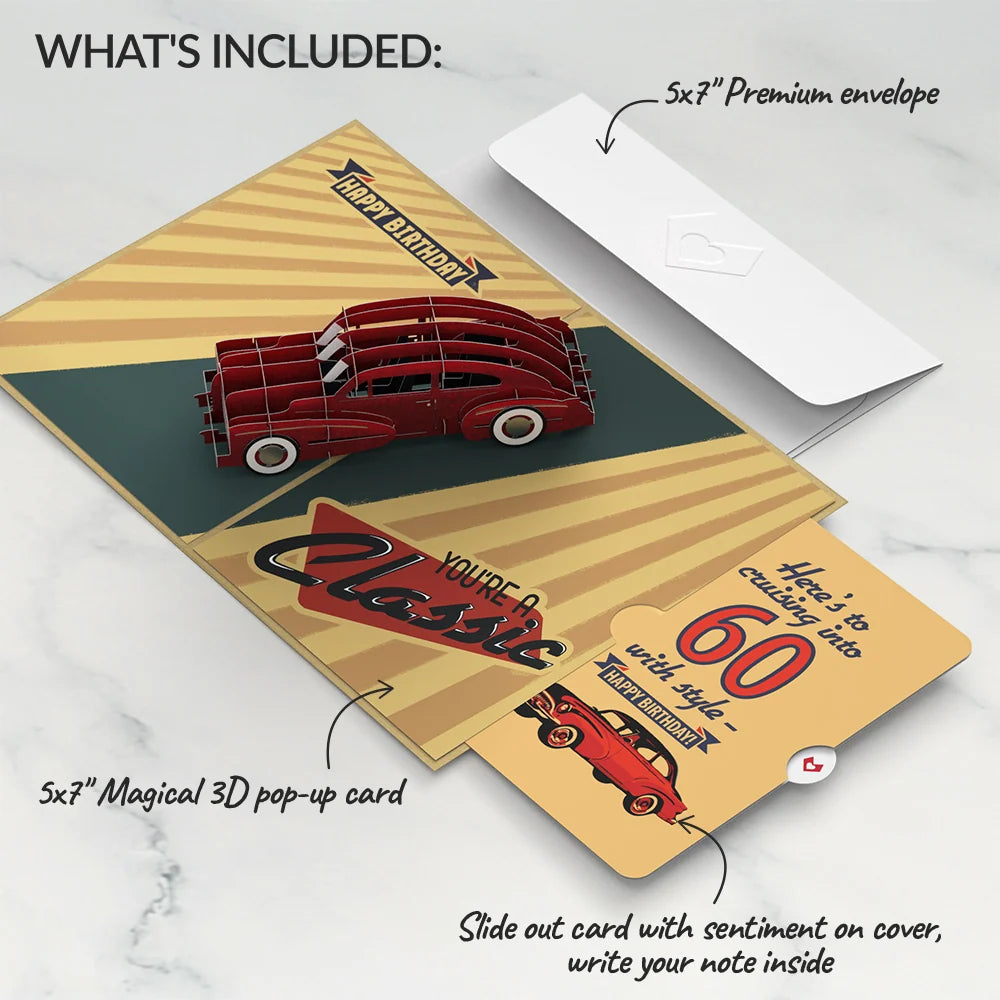 Lovepop Classic Car 60th Birthday Pop-Up Card and Sentiment Set