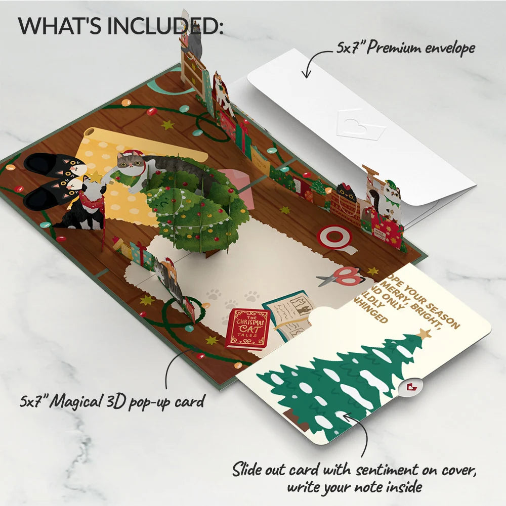 Lovepop Meowy Little Christmas Cats Pop-Up Card and Blessing Tree Sentiment Set Cream