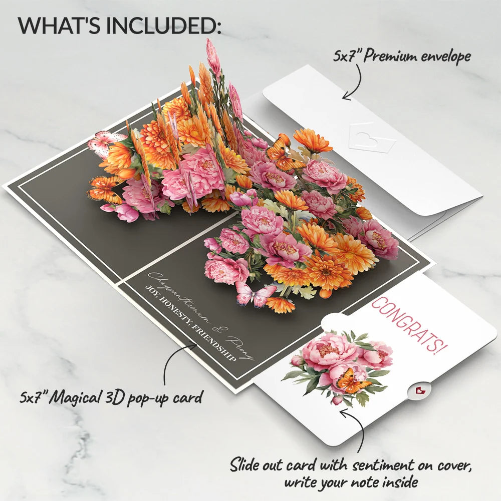 Lovepop Born to Bloom: November Birth Month Flowers Congratulations Pop-Up Card and Sentiment Set Cream