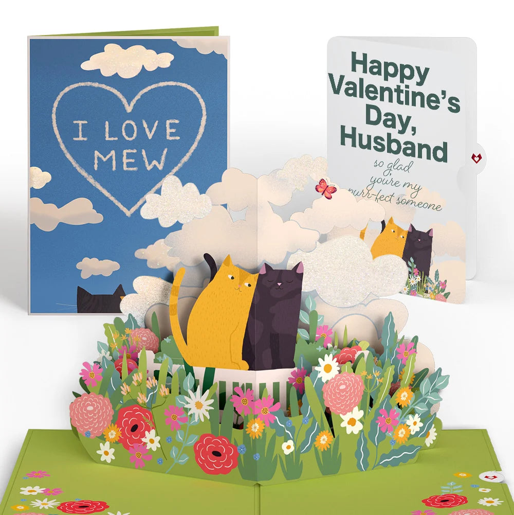 Lovepop I Love Mew Cats Valentine Pop-Up Card and Sentiment Set for Husband