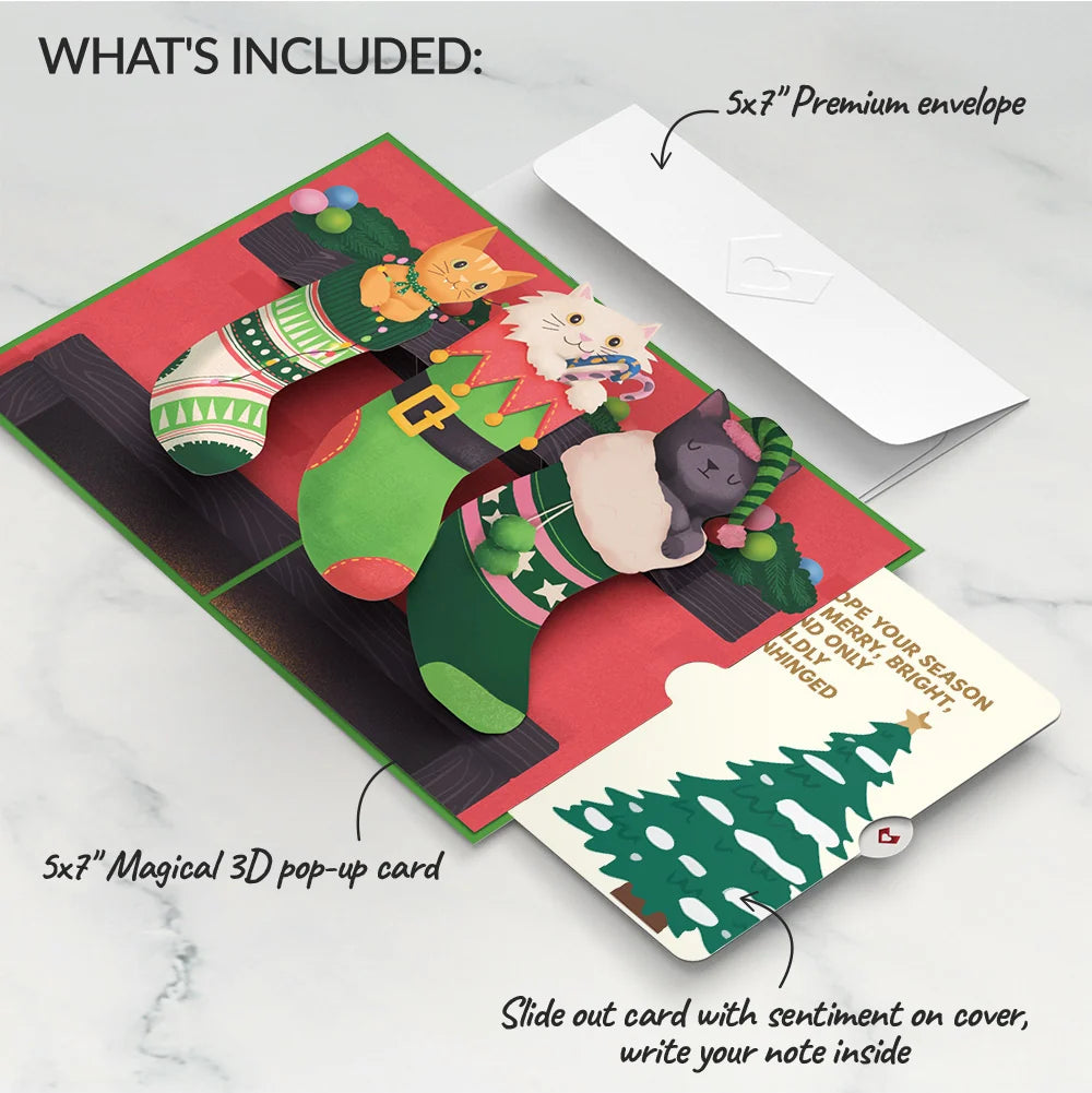 Lovepop Christmas Cat Stockings Pop-Up Card and Blessing Tree Sentiment Set