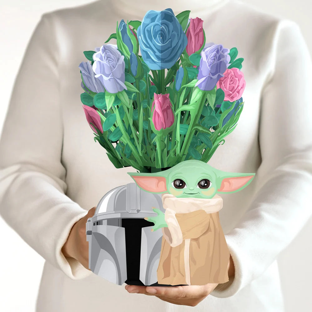 Lovepop Star Wars The Mandalorian Grogu Birthday Pop-Up Card & Flower Buds Bouquet Bundle