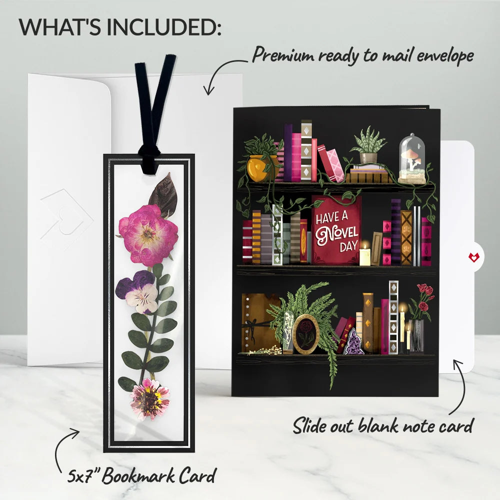 Lovepop Novel Day Petal Pressed Bookmark Card