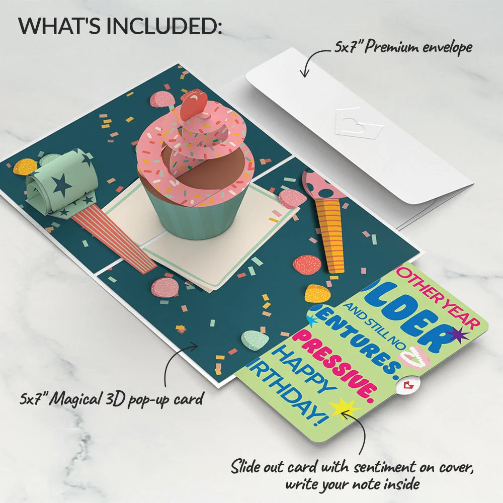 Lovepop Birthday Cupcake Pop-Up Card and Sentiment Set Candle