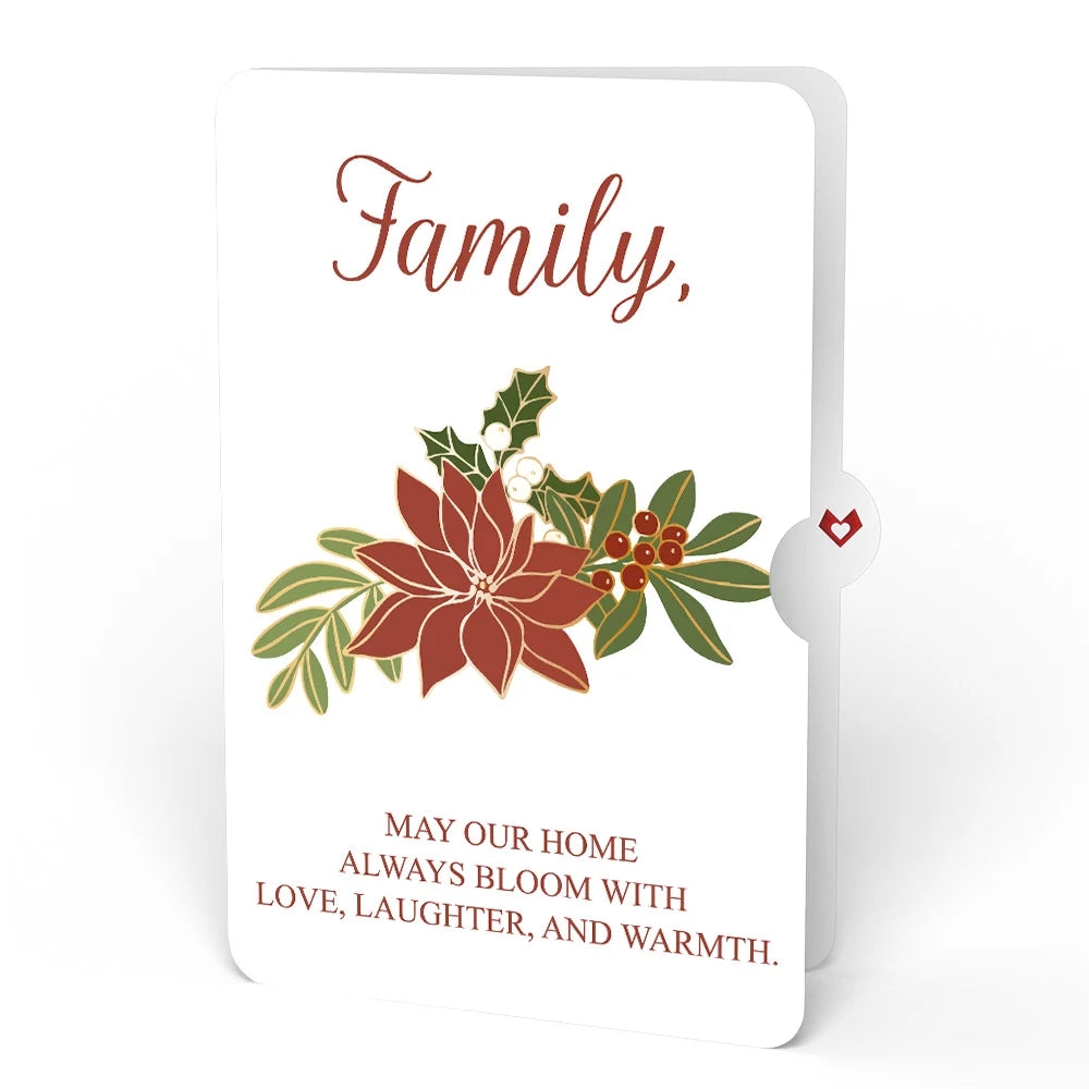 Lovepop Poinsettia Shimmer Christmas Suncatcher Bouquet and Blooming Love Sentiment Set for Family Glass