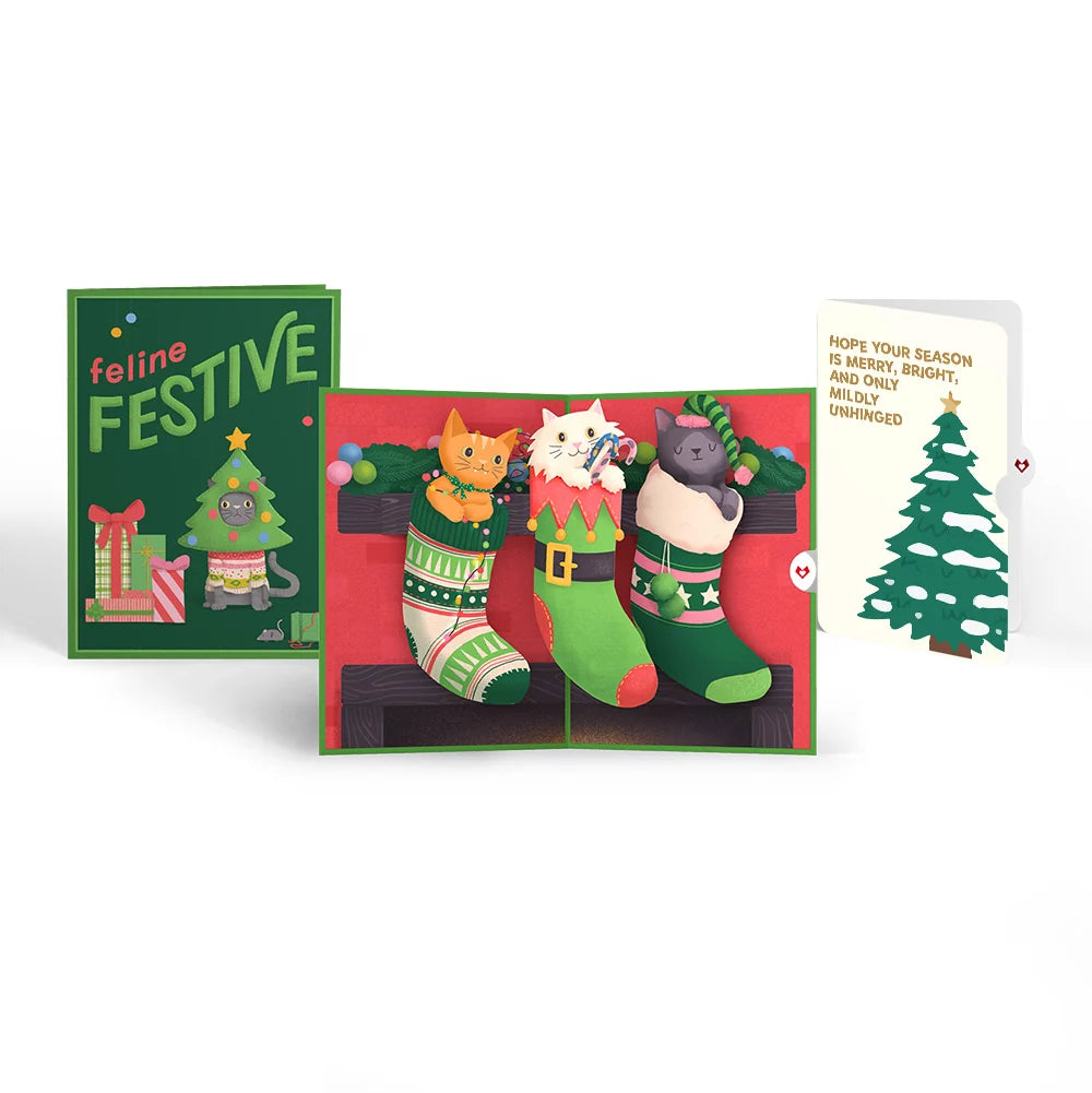 Lovepop Christmas Cat Stockings Pop-Up Card and Blessing Tree Sentiment Set