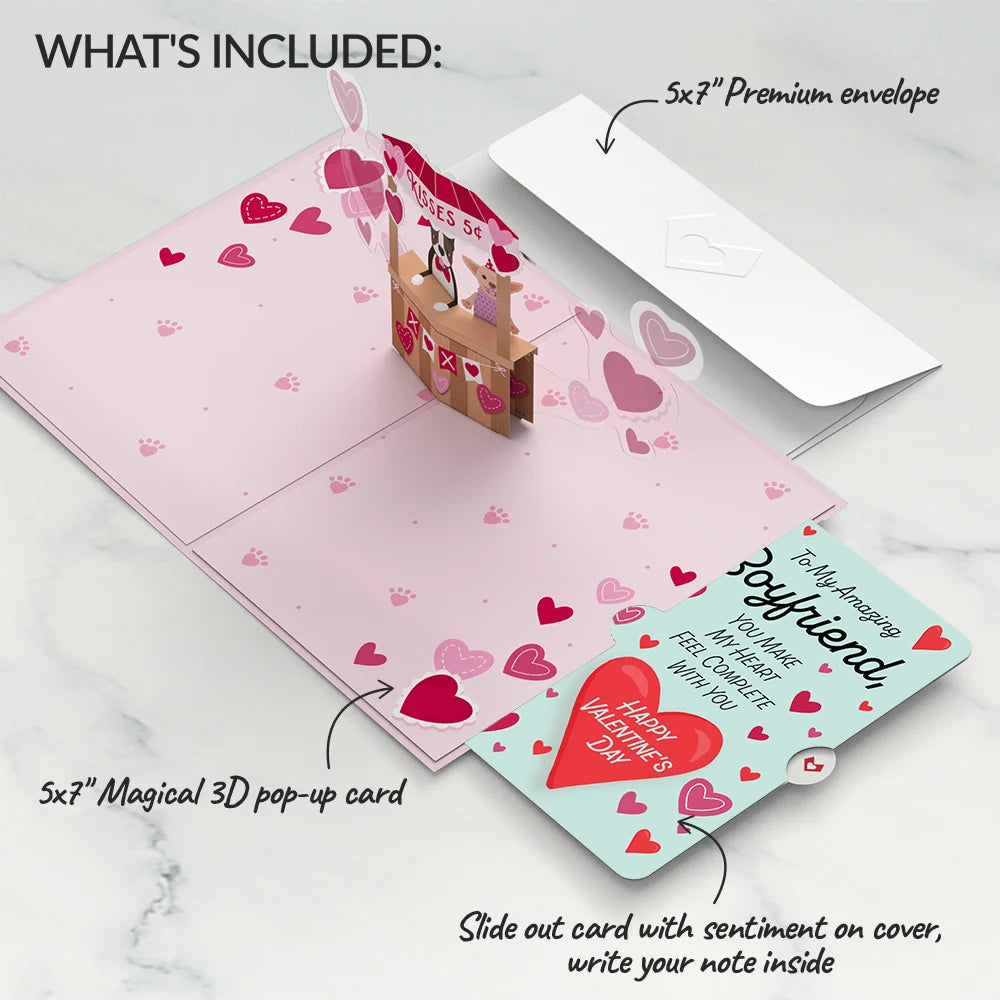 Lovepop Love You Furever Dog Kisses Valentine Pop-Up Card and Sentiment Set for Boyfriend