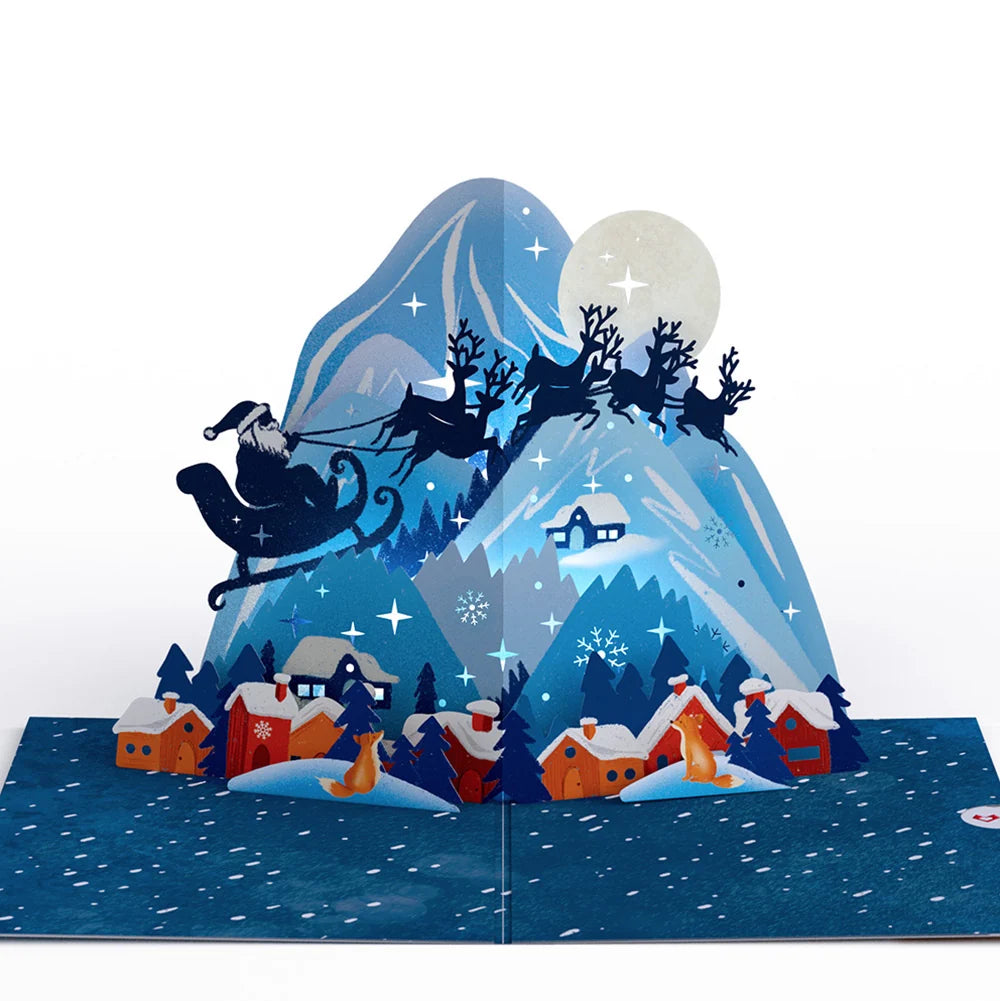 Lovepop Christmas Eve Sleigh Ride Music and Lights Pop-Up Card and Snow Village Sentiment Set for Baby Cream