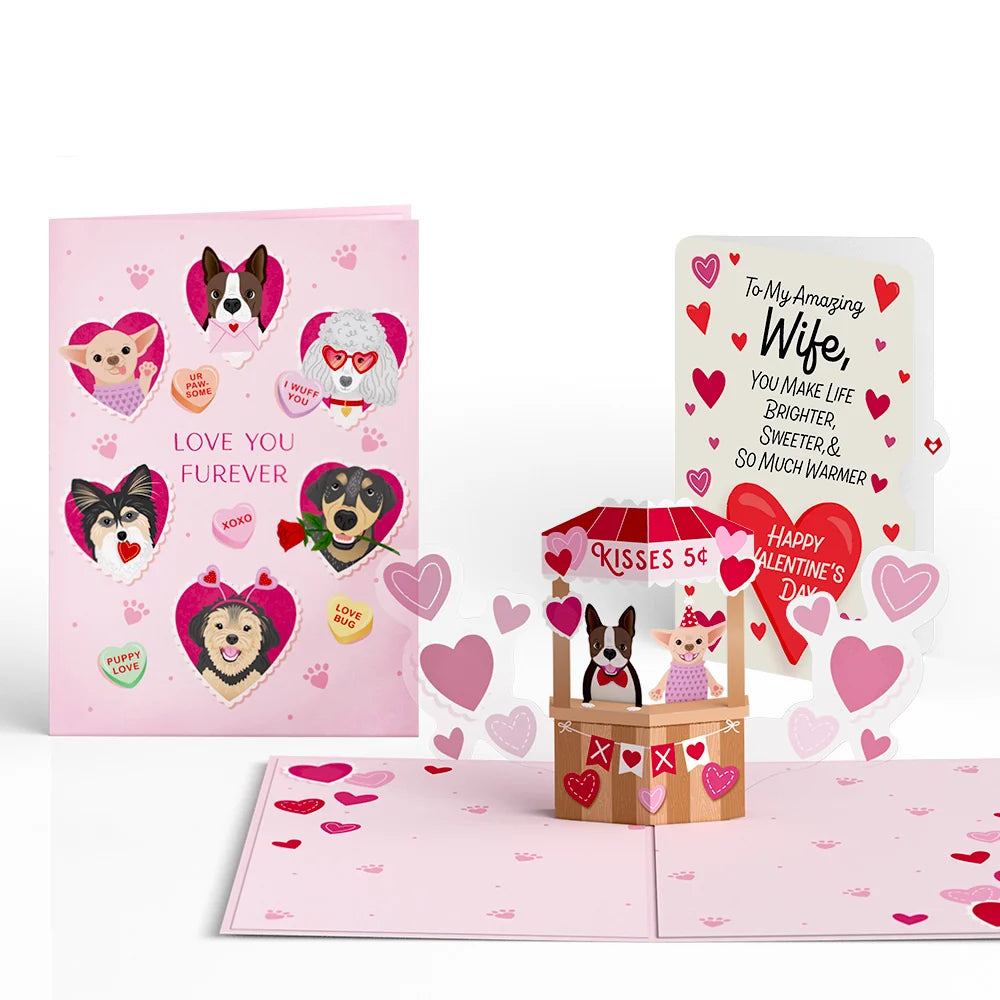 Lovepop Love You Furever Dog Kisses Valentine Pop-Up Card and Sentiment Set for Wife