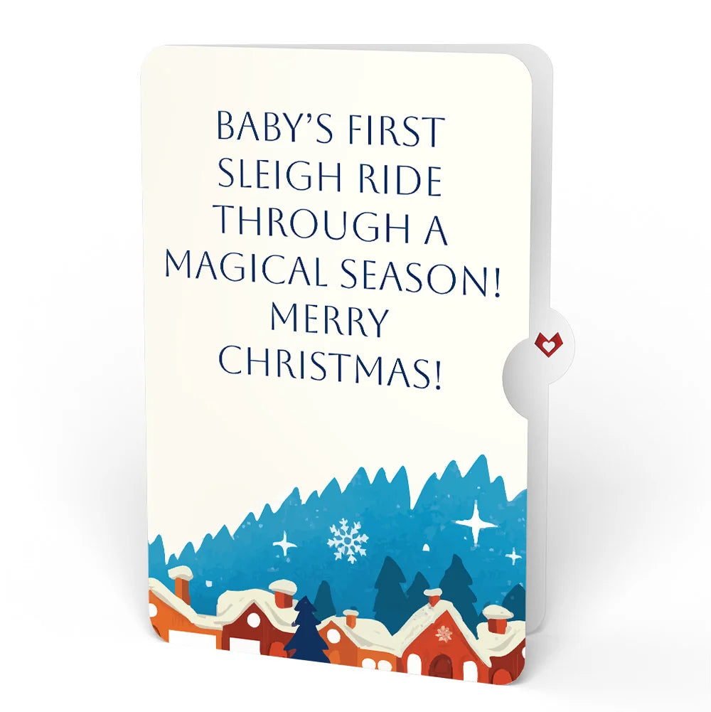 Lovepop Christmas Eve Sleigh Ride Music and Lights Pop-Up Card and Snow Village Sentiment Set for Baby Cream