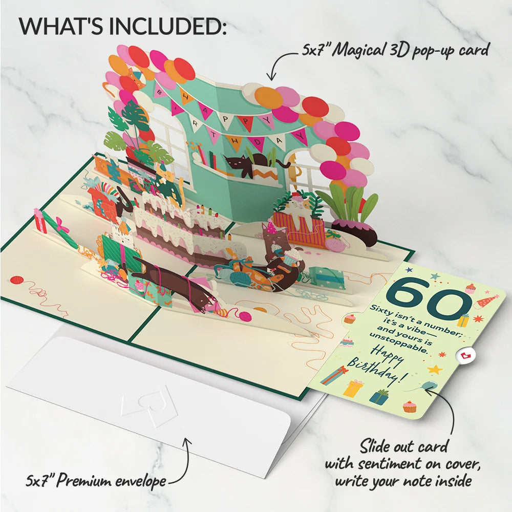 Lovepop Party Cats 60th Birthday Pop-Up Card and Sentiment Set