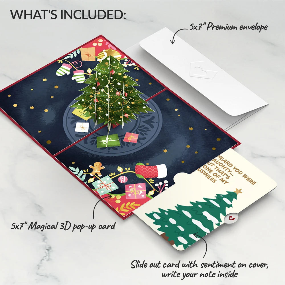 Lovepop Festive Christmas Tree Pop-Up Card and Funny Sentiment Set Cream