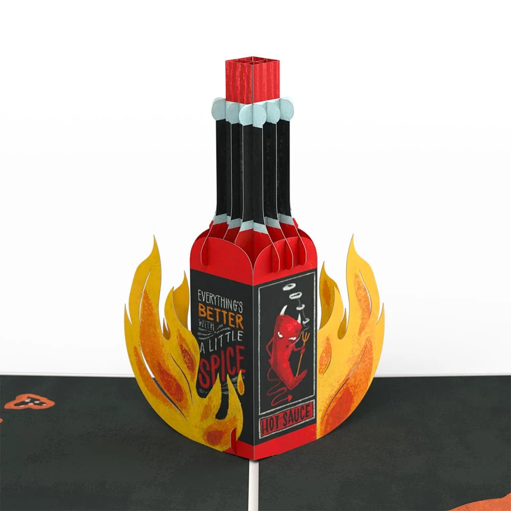 Lovepop Hot Sauce Birthday Pop-Up Card and Sentiment Set for Husband – You’re So Hot Bottle