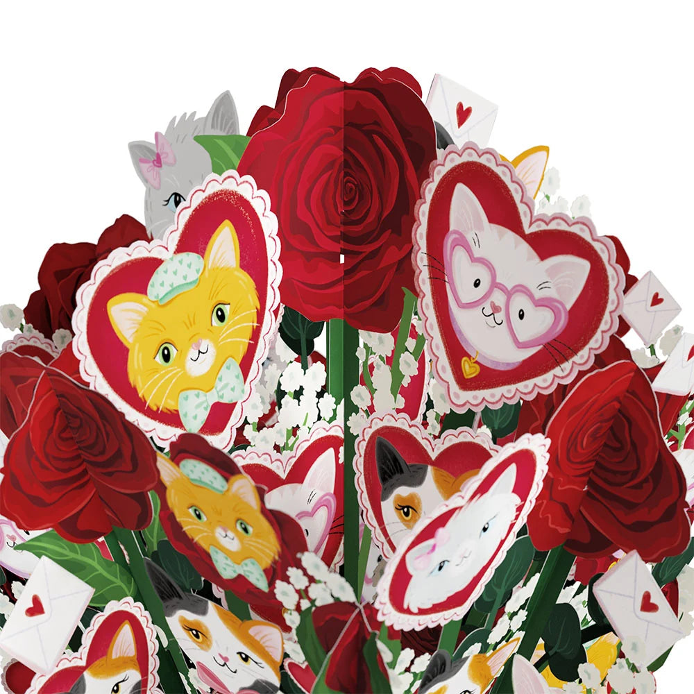 Lovepop You Make My Heart Purr Cat Valentine Bouquet and Sentiment Set for Wife Vase
