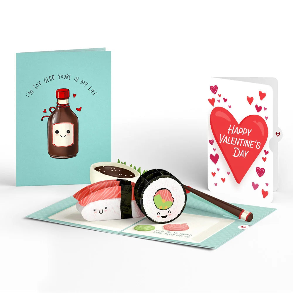 Lovepop Soy Glad You’re in My Life Sushi Valentine Pop-Up Card and Big Sweet Heart Sentiment Set Bottle