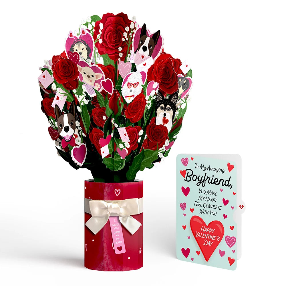 Lovepop I Woof You Dog Valentine Bouquet and Sentiment Set for Boyfriend Vase