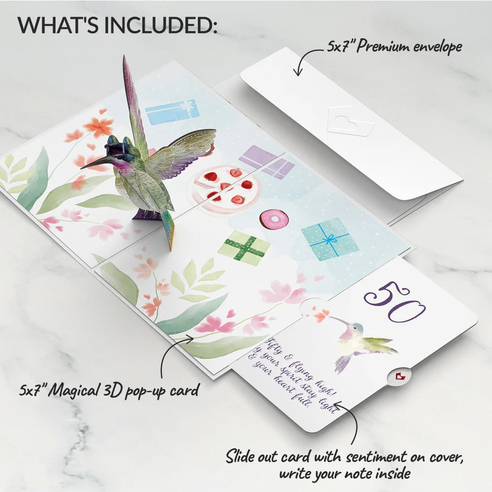 Lovepop Hummingbird 50th Birthday Pop-Up Card and Sentiment Set