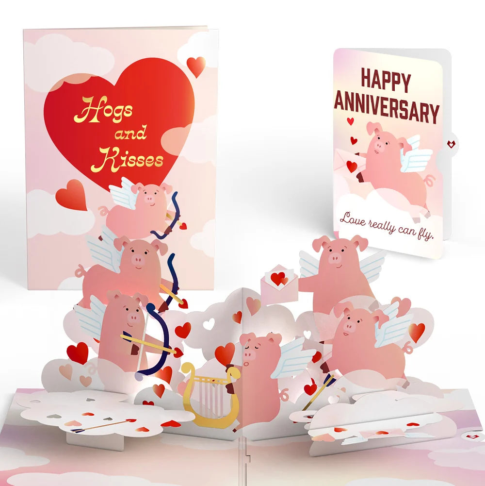 Lovepop Hogs and Kisses Anniversary Music and Light Pop-Up Card and Sentiment Set