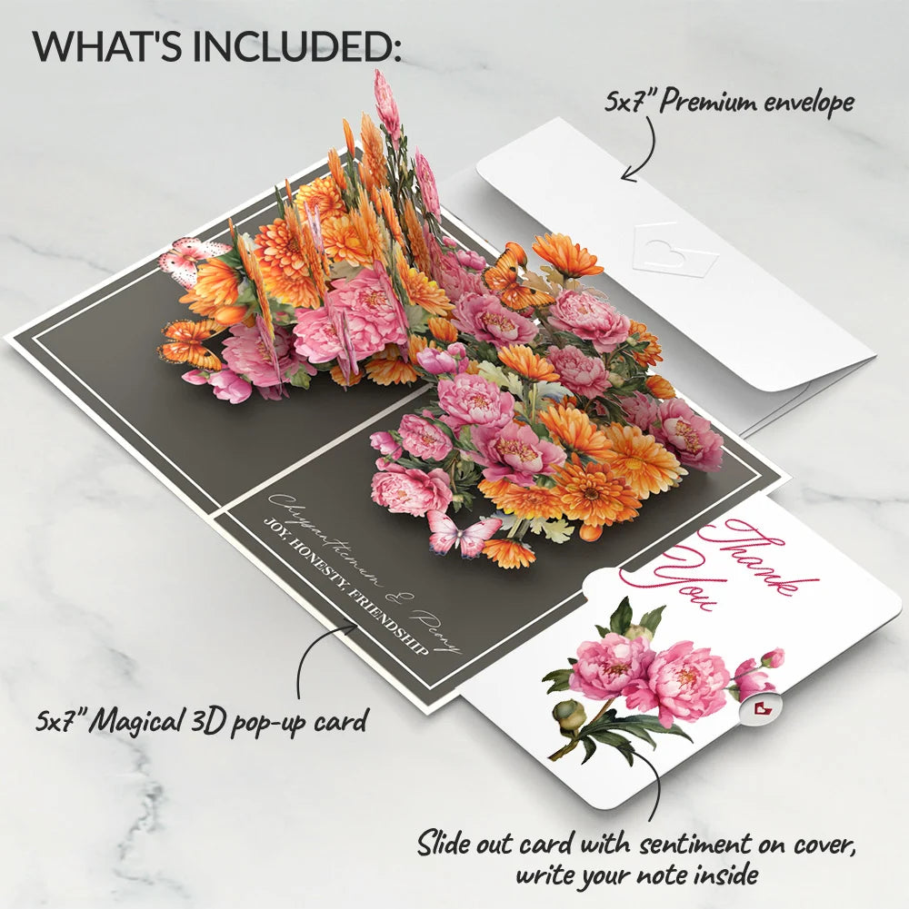 Lovepop Born to Bloom: November Birth Month Flowers Thank You Pop-Up Card and Sentiment Set Cream