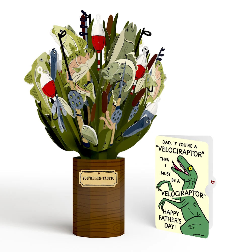 Lovepop Fin-tastic Fish Father’s Day Bouquet and Velociraptor Sentiment Set