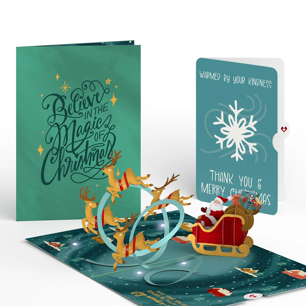 Lovepop Magic of Christmas Santa’s Sleigh Light-Up Pop-Up Card and Snowflake Kindness Sentiment Set