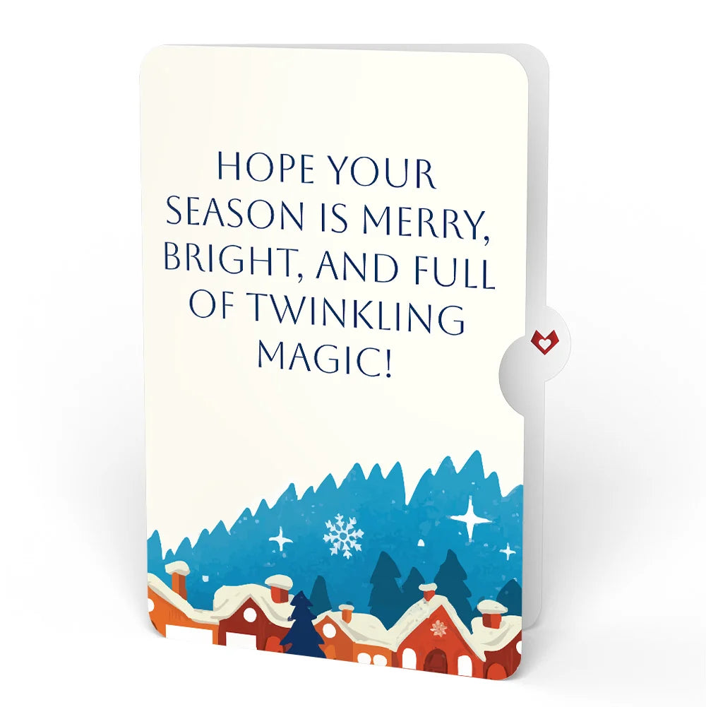 Lovepop Christmas Eve Sleigh Ride Music and Lights Pop-Up Card and Snow Village Twinkling Magic Sentiment Set Cream