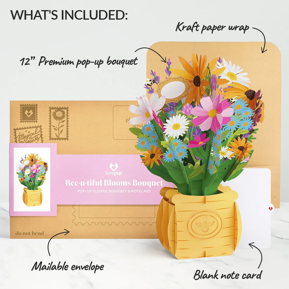Lovepop ‘Bee-u-tiful Mom’ Queen Bee Plushpop Card & Bouquet Bundle