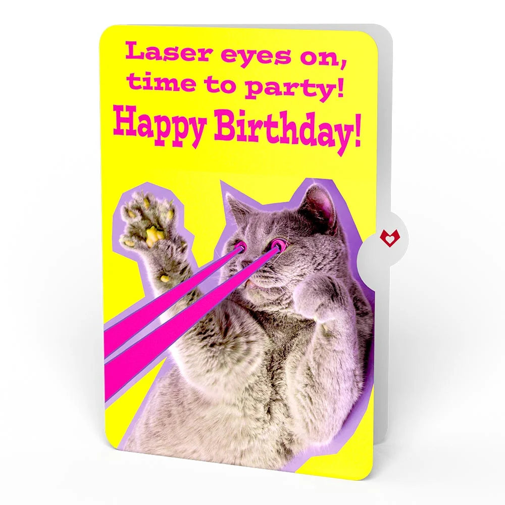 Lovepop Rainbow Bear with Cat Laser Eyes Birthday Plushpop Card and Sentiment Set