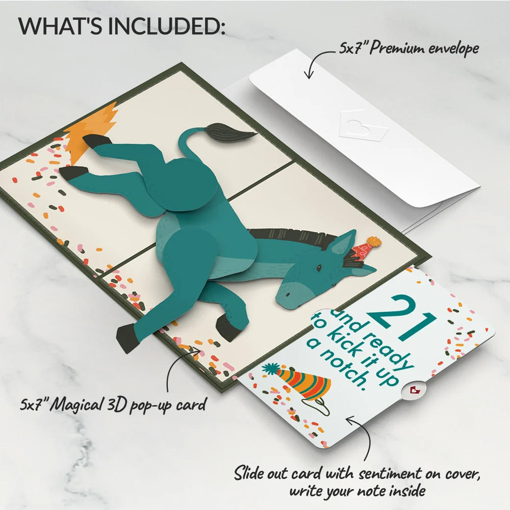 Lovepop Kick Ass Birthday Pop-Up Card and 21st Kick It Up Sentiment Set