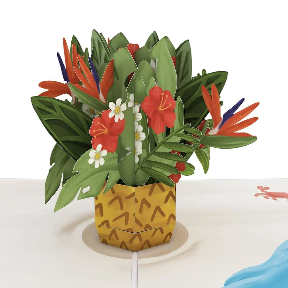 Lovepop Tropical Flower Basket Birthday Pop-Up Card and More Cake More Awesome Sentiment Set
