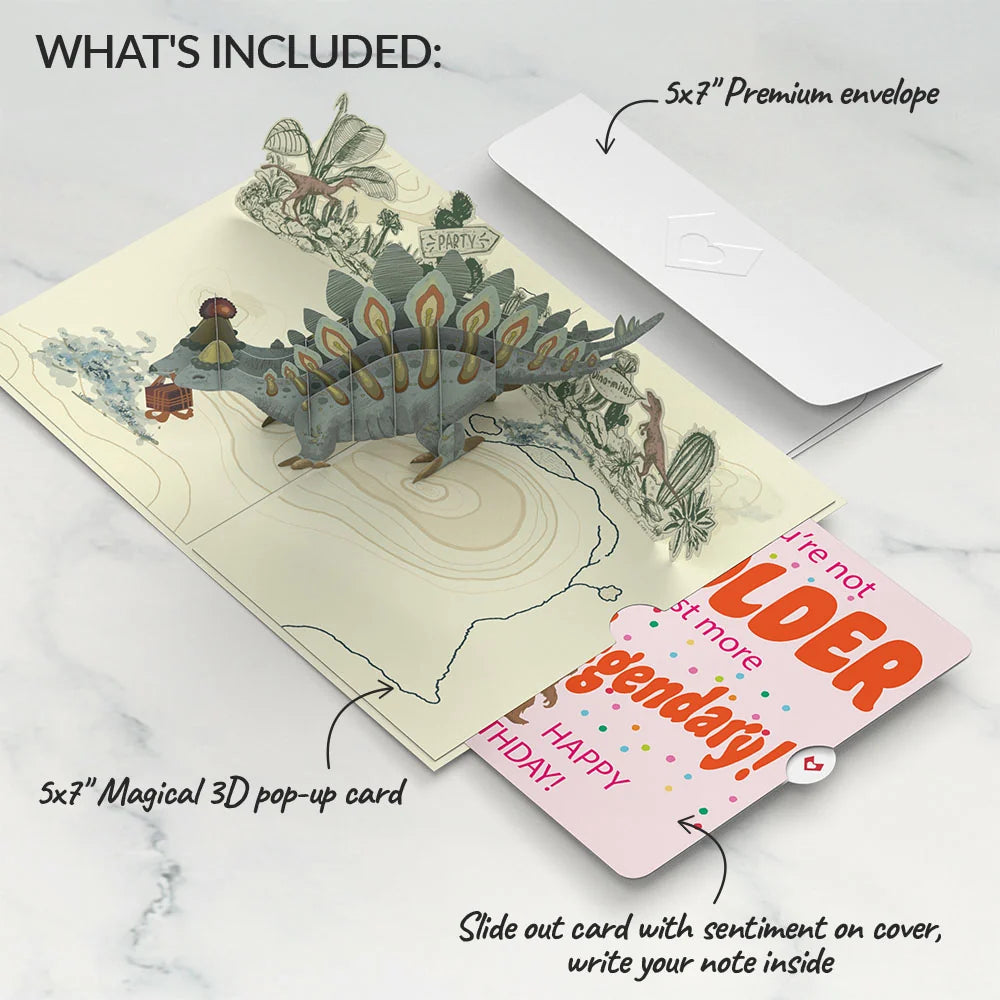 Lovepop Happy Birthday You F*cking Fossil Pop-Up Card and Not Older Just More Legendary Sentiment Set Candle