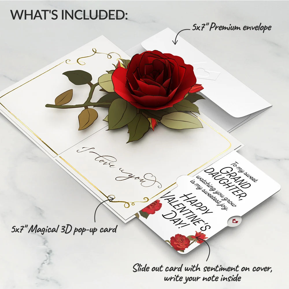 Lovepop I Love You Roses Valentine Pop-Up Card and Sentiment Set for Granddaughter Cream