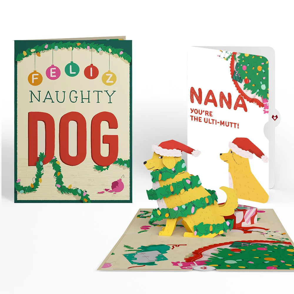 Lovepop Feliz Naughty Dog Christmas Pop-Up Card and Sentiment Set for Nana Cream