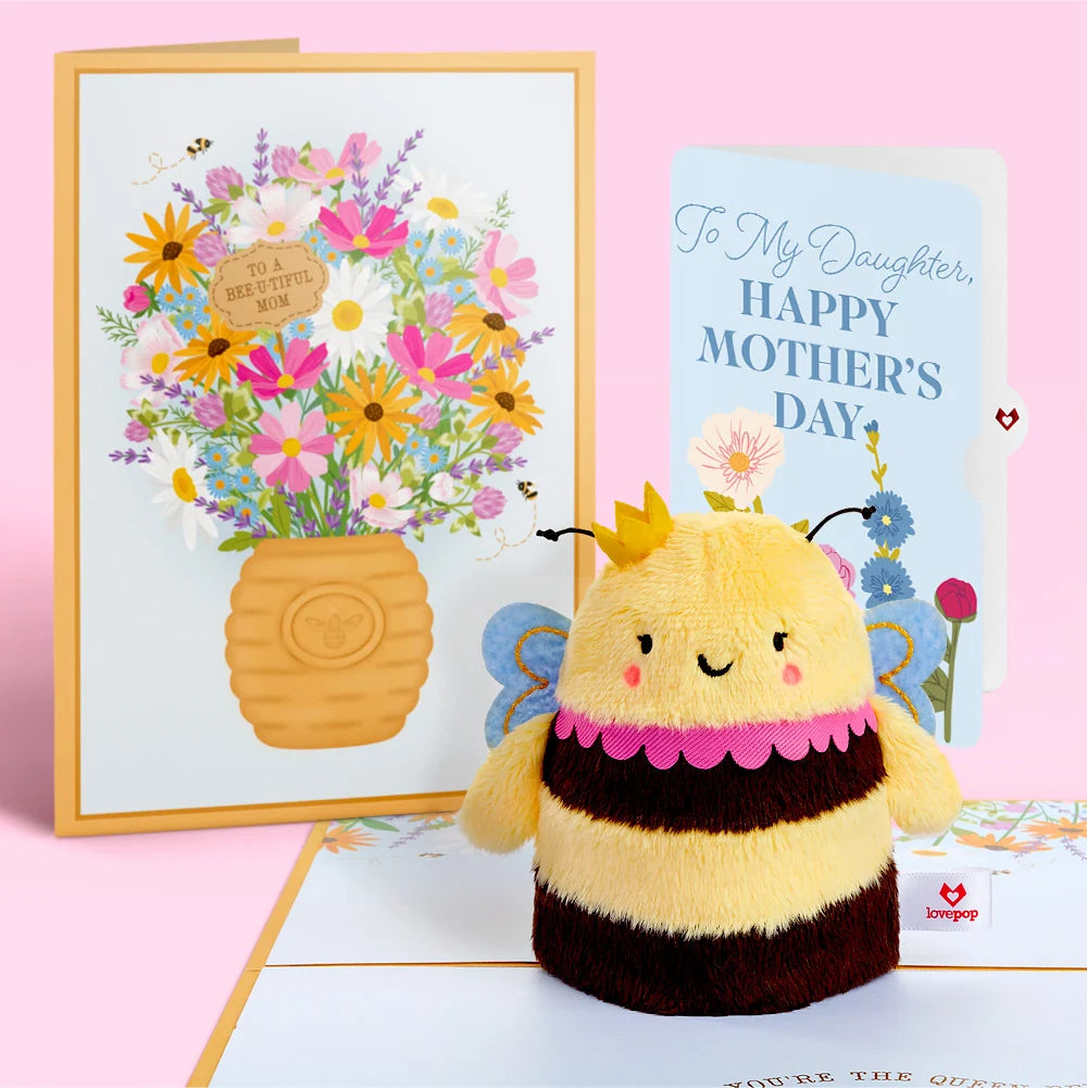 Lovepop Bee-u-tiful Mom’ Queen Bee Mother’s Day Plushpop Card and Sentiment Set for Daughter
