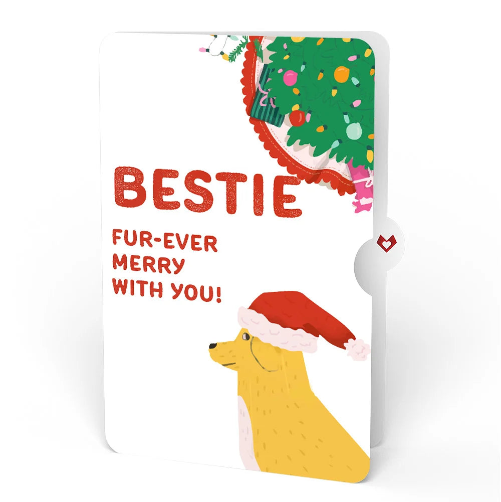 Lovepop Feliz Naughty Dog Christmas Pop-Up Card and Sentiment Set for Bestie Cream