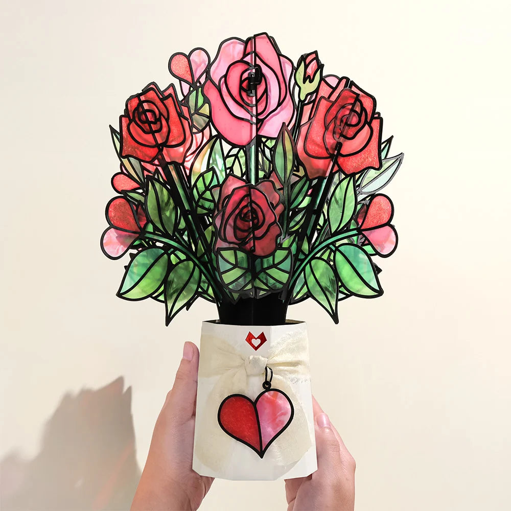 Lovepop Love Rollercoaster Pop-Up Card & Suncatcher Bouquet Bundle
