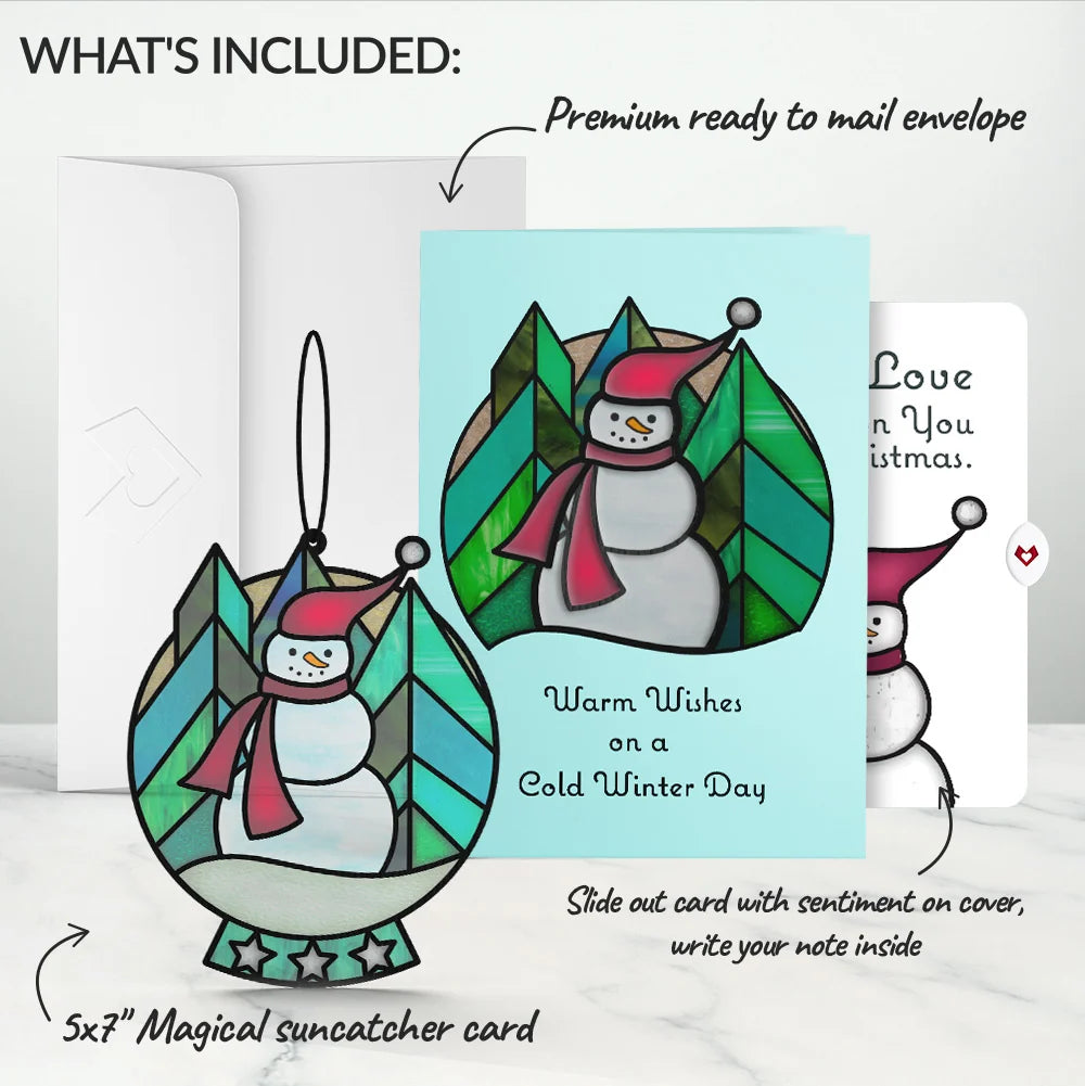 Lovepop Warm Wishes Snowman Christmas Suncatcher Card and God’s Love Sentiment Set Glass