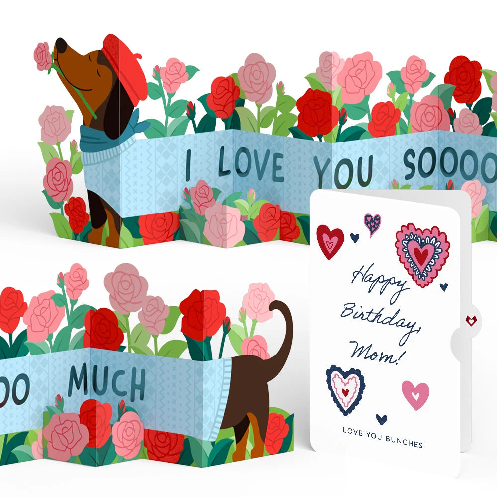 Lovepop Love You So Much Dog Birthday Loooooong Card (Expands to 2 feet) and Sentiment Set for Mom