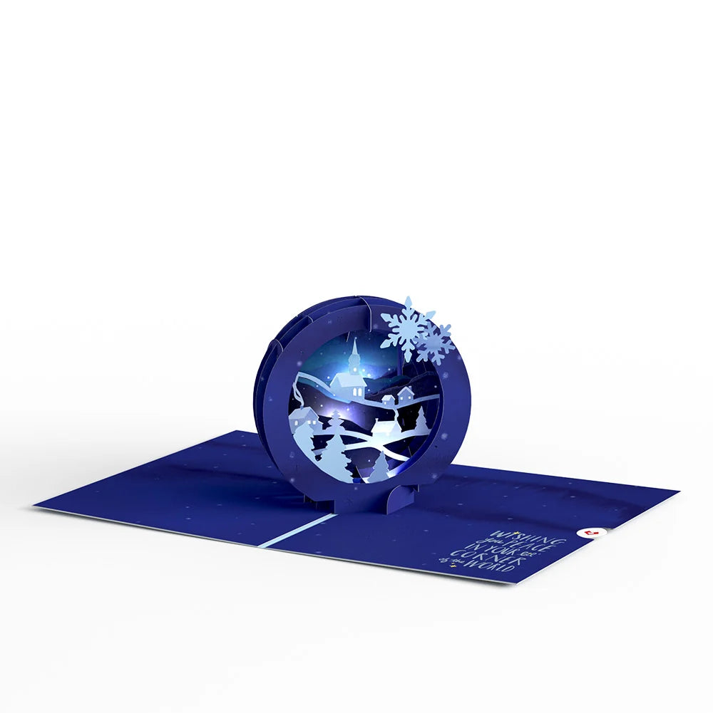 Lovepop Season of Light Winter Village Light-Up Pop-Up Card and Snowy Magic Thank You Sentiment Set Cream