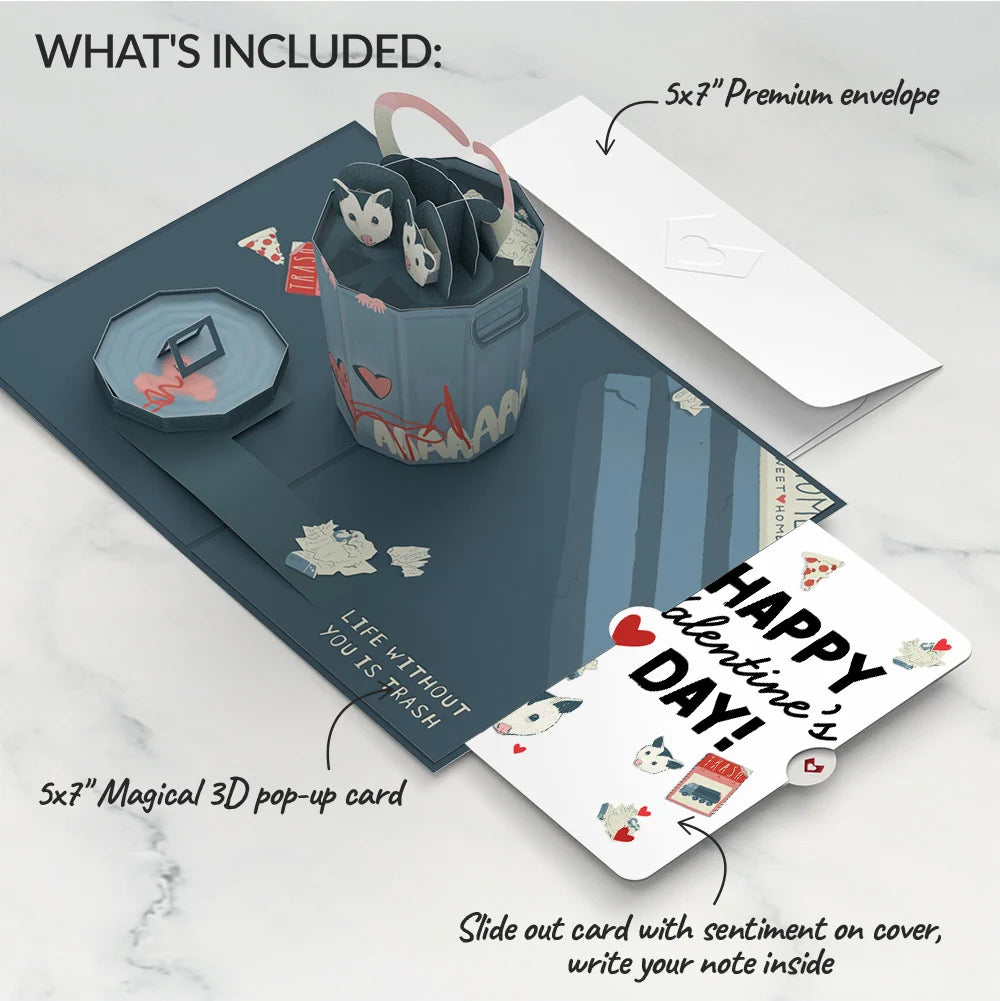 Lovepop Life Without You Is Trash Possums Valentine Pop-Up Card and Sentiment Set