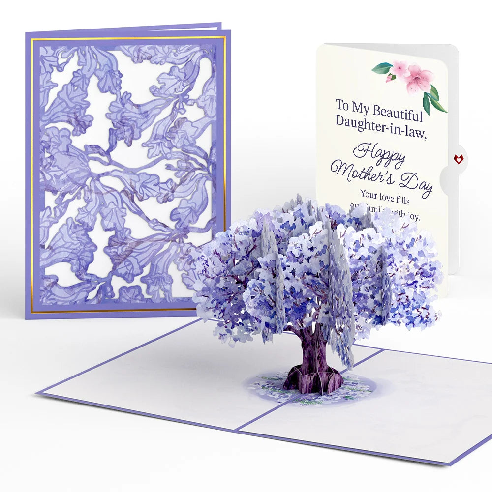 Lovepop Watercolor Jacaranda Tree Mother’s Day Pop-Up Card and Sentiment Set for Daughter-in-law